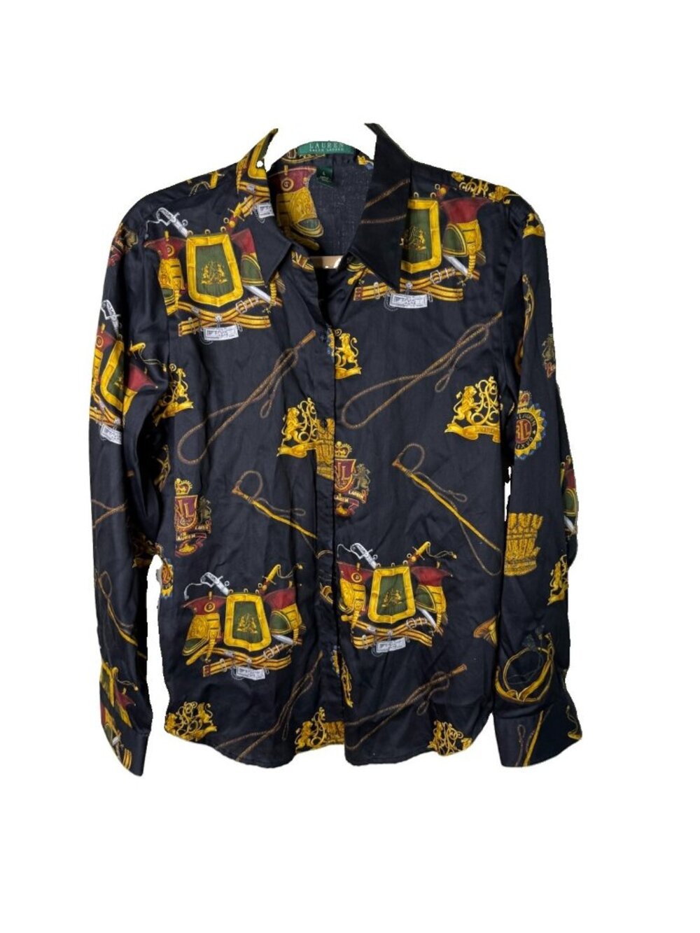 Deadstock Vintage 90s Lauren Ralph Lauren Equestrian Monogram Print Button Shirt